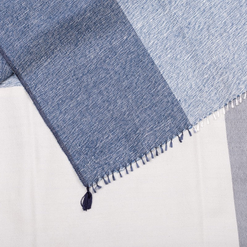 Echarpe Vibrato en soie lin cachemire bleu