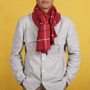 Foulard Finestra en soie laine cachemire rouge